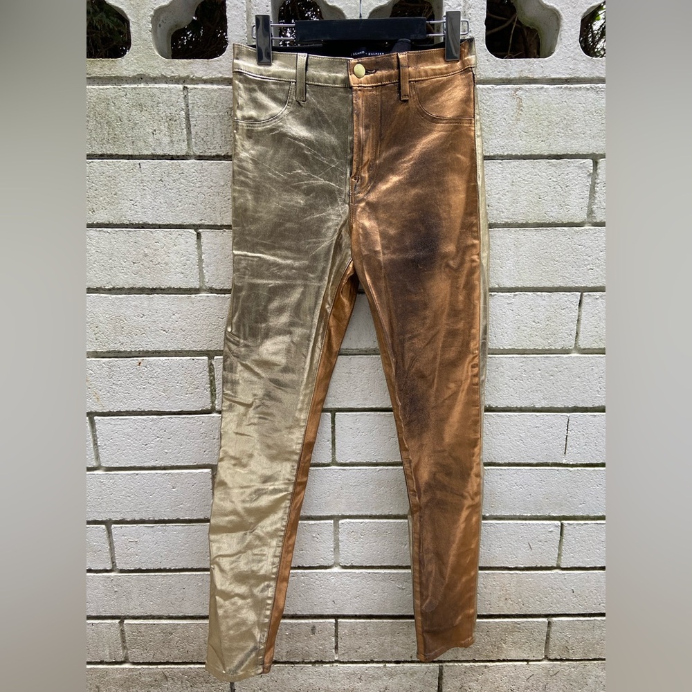 J Brand x Halpern Maria Gold Bronze Skinny Jeans Size 28 Made in California USA